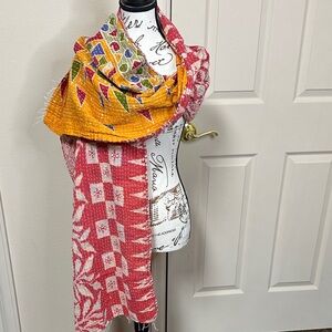 Colorful Reversible Kantha Patterned Scarf